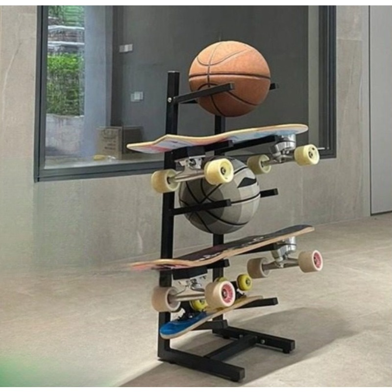 Sports Equipment Storage Rack - Support d'équipement de skateboard, conception intégrée